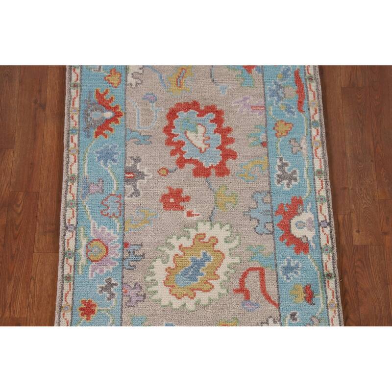 Floral Oushak Oriental Accent Rug Handmade Wool Carpet - 2'7"x 5'10"