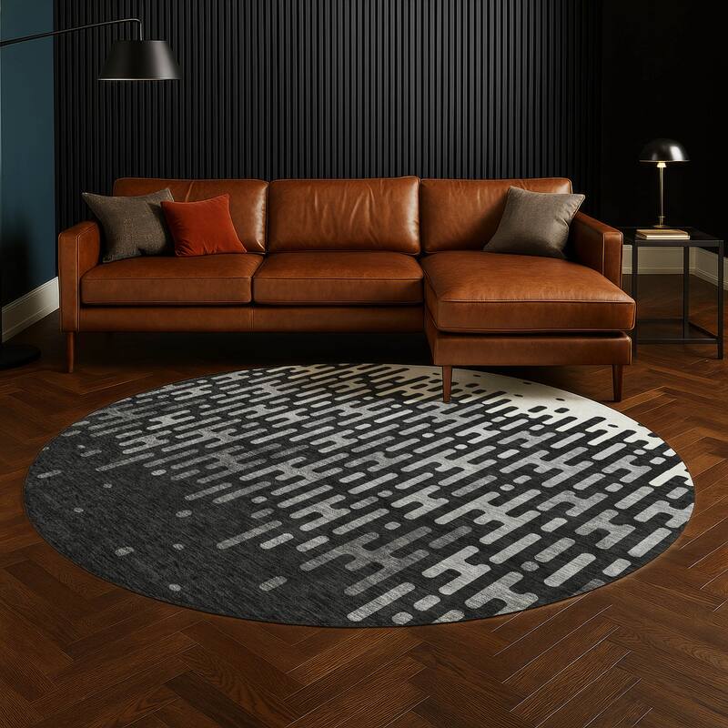 Machine Washable Indoor/ Outdoor Modern Kingman Chantille Rug