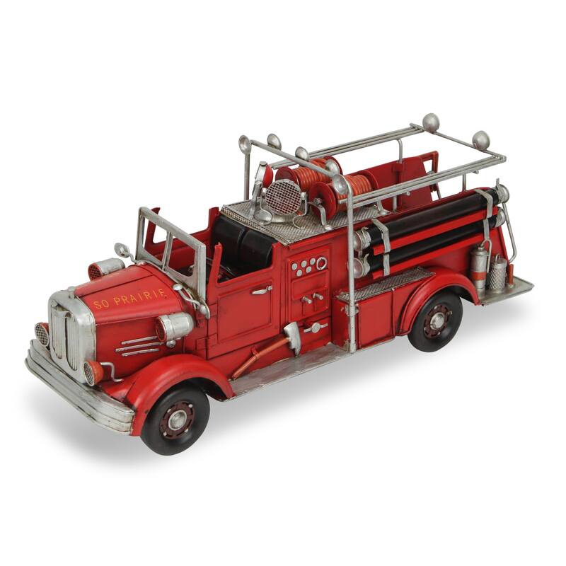 Red Metal Vintage Style Fire Engine Model