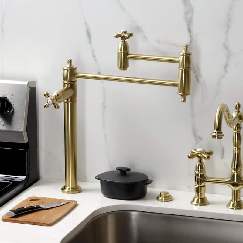Kingston Brass Restoration Two-Handle 1-Hole Deck Mount Pot Filler Faucet