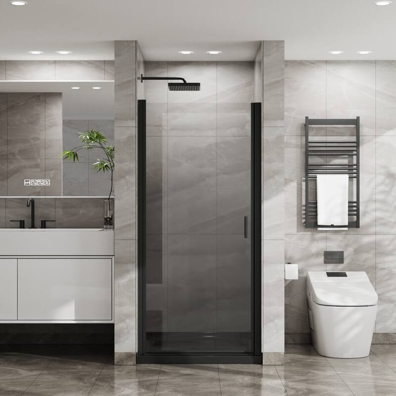 34x72 Strong Pivot Shower Door, 1/4" Tempered Glass, Semi-Frameless