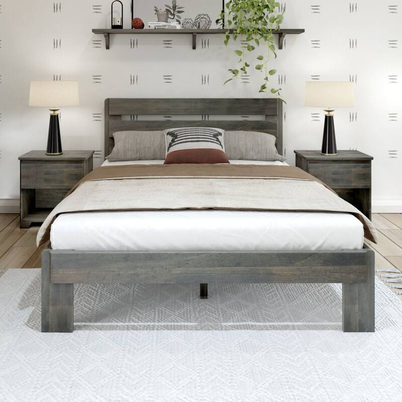 Plank and Beam Farmhouse Queen Bed with Plank Headboard