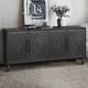 Carved Floral Door Large Storage Cabinet with Metal Handle for Living Room, Kitchen, Entryway