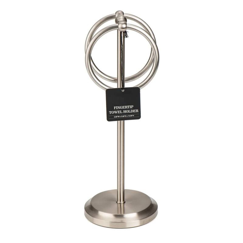 Brushed Satin Nickle Stainless Steel Double Ring Fingertip Towel Holder With Heavy Base