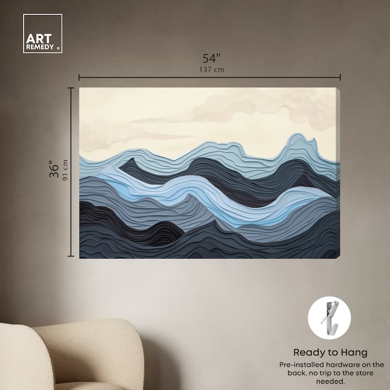 Art Remedy Waverly Gallery Wrapped Blue Abstract 1 Piece Canvas Wall Art