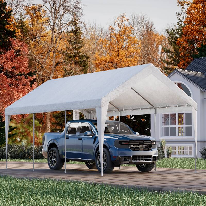 Heavy-Duty Carport Replacement Canopy, Rainproof & UV-Resistant, Canopy Only (Frame Not Included), Ideal for Cars - 10x20 ft - White