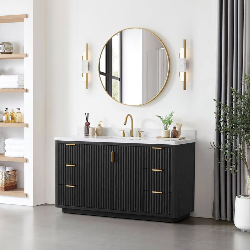 Cadiz Bath Vanity with Composite Stone Top and Mirror
