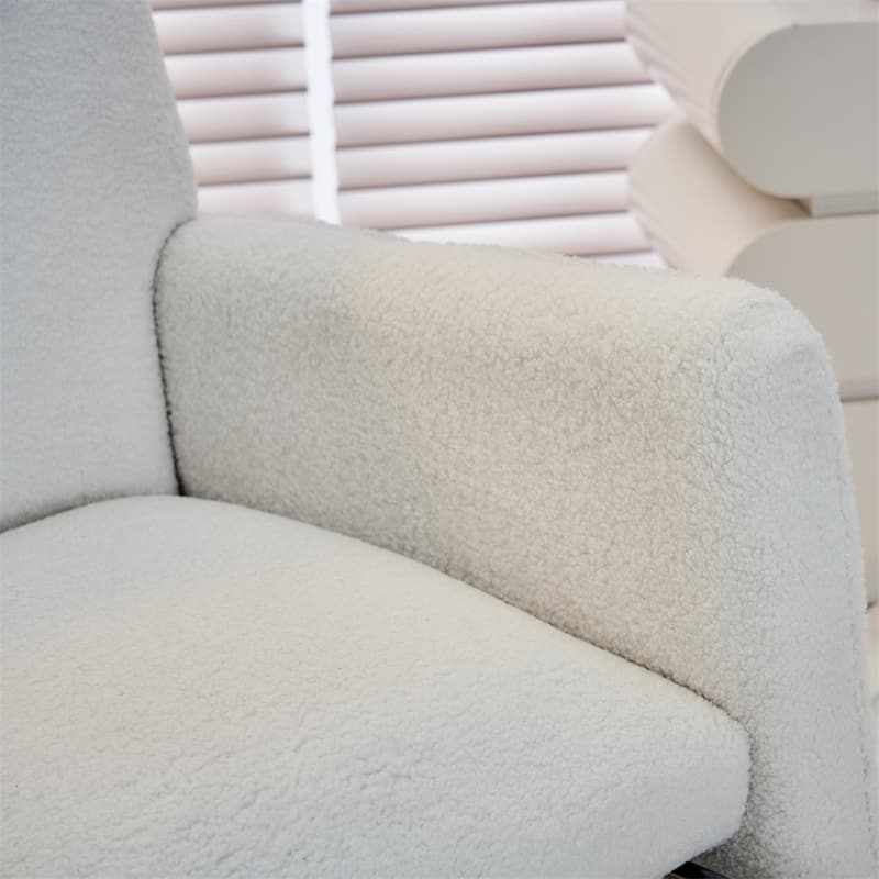 Teddy Fabric Nursery Rocking Chair With Adjustable Footrest