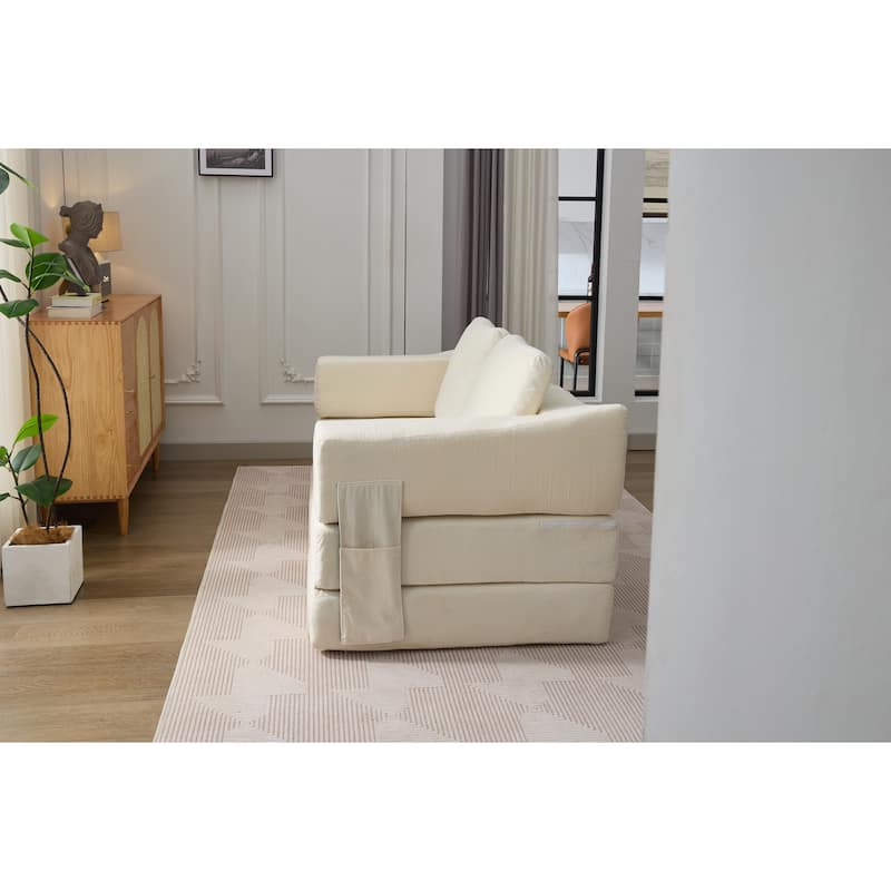 Modern Minimalist Convertible Fold-Out Sofa Bed with Removable Backrest