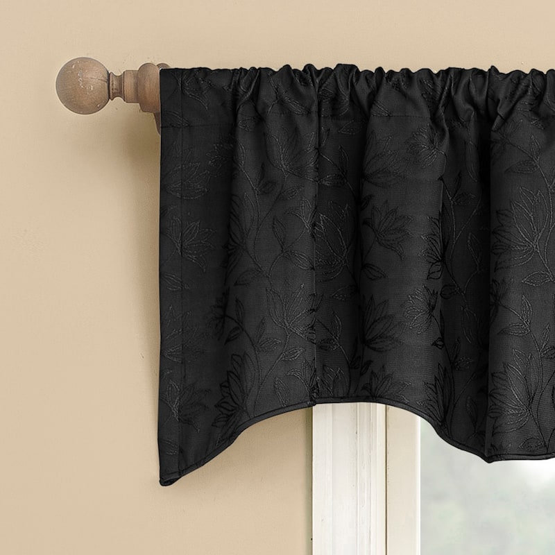 Sun Zero Bronte Floral Jacquard Total Blackout Rod Pocket 1-Piece Curtain Valance