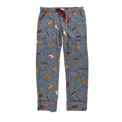 P.J. Salvage Womens Cowboy Boots Pajama Lounge Pants, Blue, Small