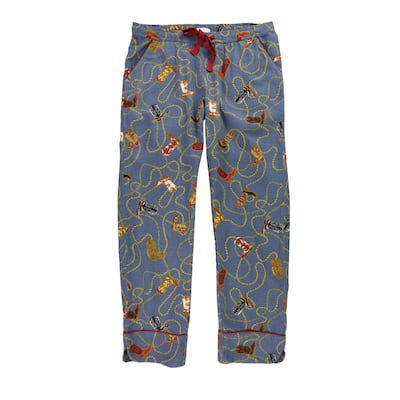 P.J. Salvage Womens Cowboy Boots Pajama Lounge Pants, Blue, Small