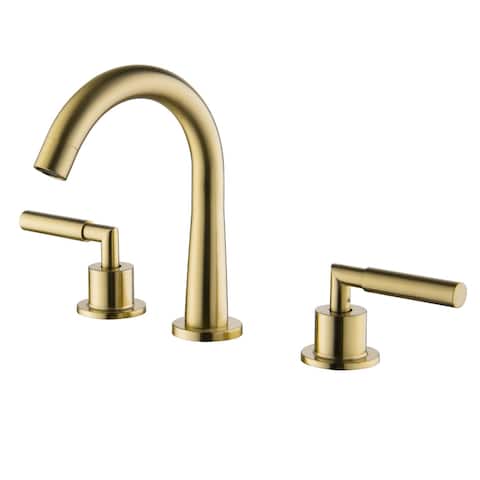 8 Inch Widespread Bathroom Sink Faucet Brushed Gold Bathroom Faucet 3 Holes Modern Double Handle Basin Vanity Taps With Valve