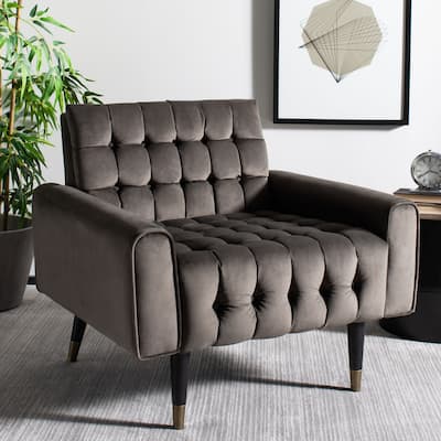 SAFAVIEH Amaris Contemporary Tufted Velvet Accent Chair - 32.7" x 31.5" x 28.4"