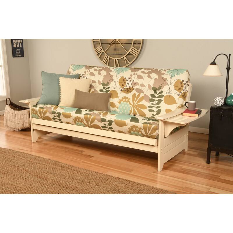 Copper Grove Dixie Futon Set in Antique White Wood with Innerspring Mattress