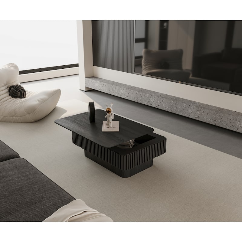 GDF Studio - Marcellis 38.6 Inch Fluted Lift-Top Coffee Table with Storage
