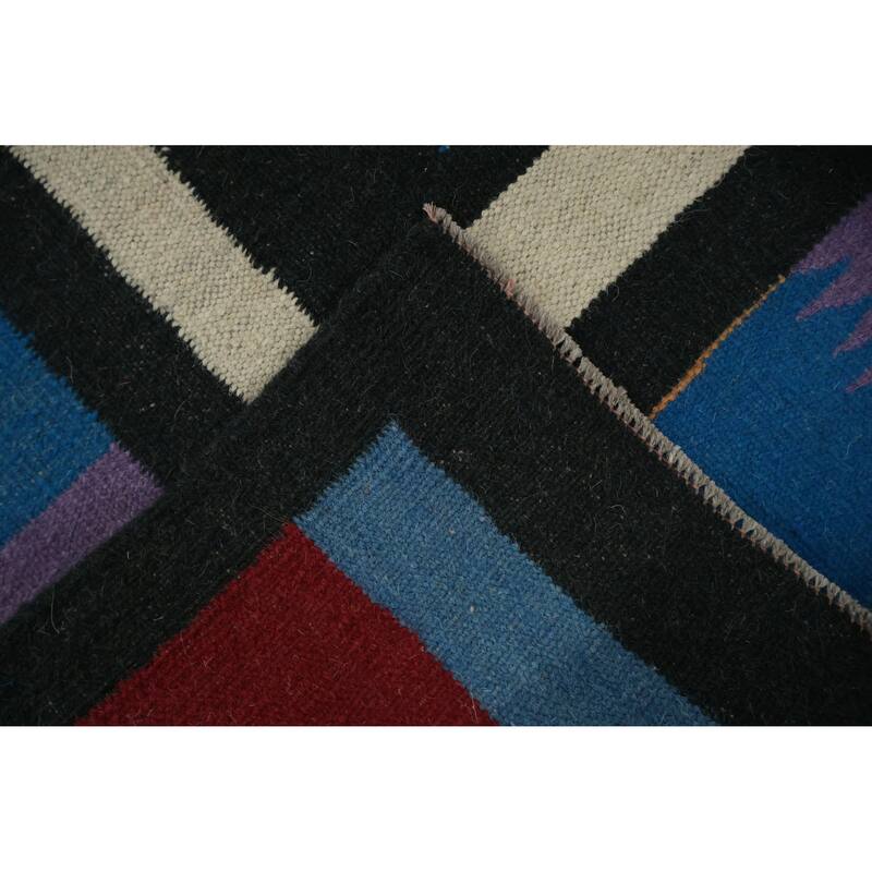 Hand Woven Oriental 100% Wool Carpet Southwestern Tribal Black Kilim Area Rug - 10' 2'' X 8' 6''