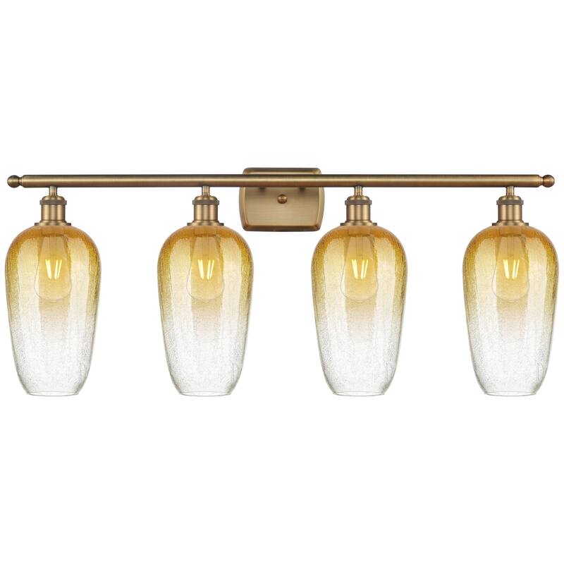 Innovations Lighting 516-4W-16-37 Brookhaven Flute Vanity Brookhaven - Brushed Brass / Amber