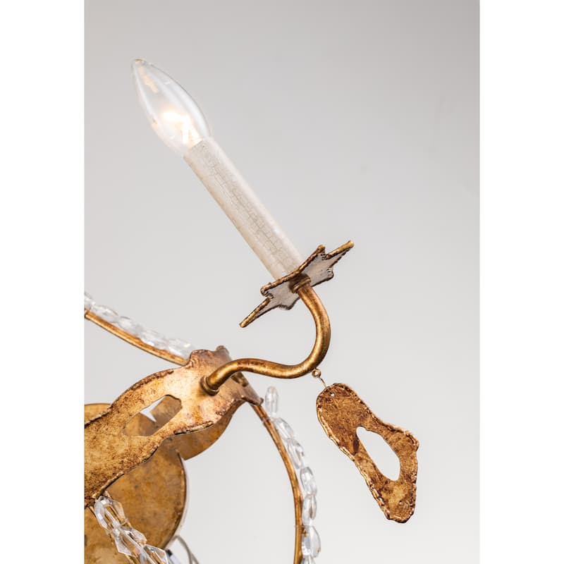 2 Light Wall Sconce Shabby chic Gold