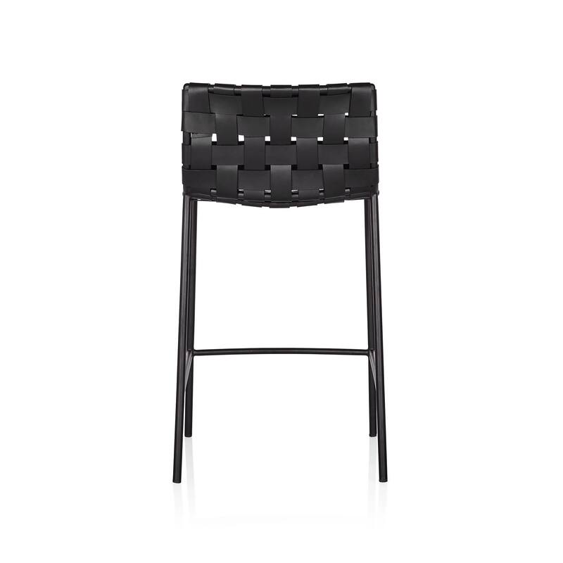 Soho Midcentury Modern Leather Weave Bar Stool (26inch/ 30inch