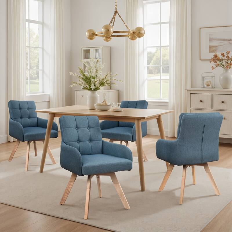 Art Leon Upholstered Dining Swivel Armchair with Tufted Back