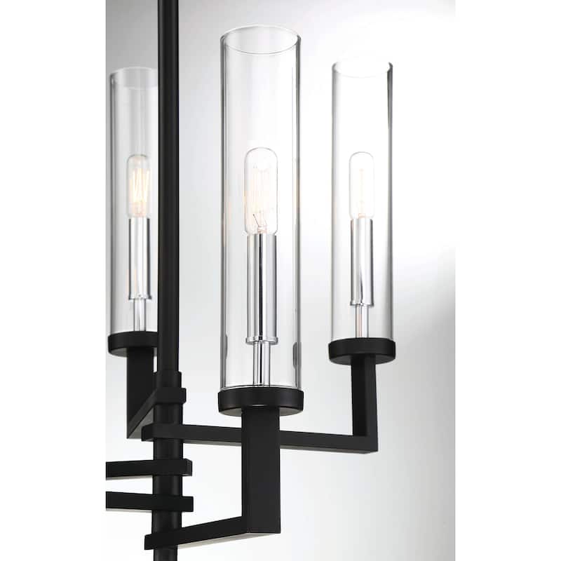 Folsom 5-Light Adjustable Chandelier in Matte Black with Polished Chrome Accents
