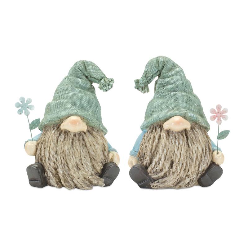 Set of 4 Gnome with Flower Christmas Tabletop Figurines 5.25"