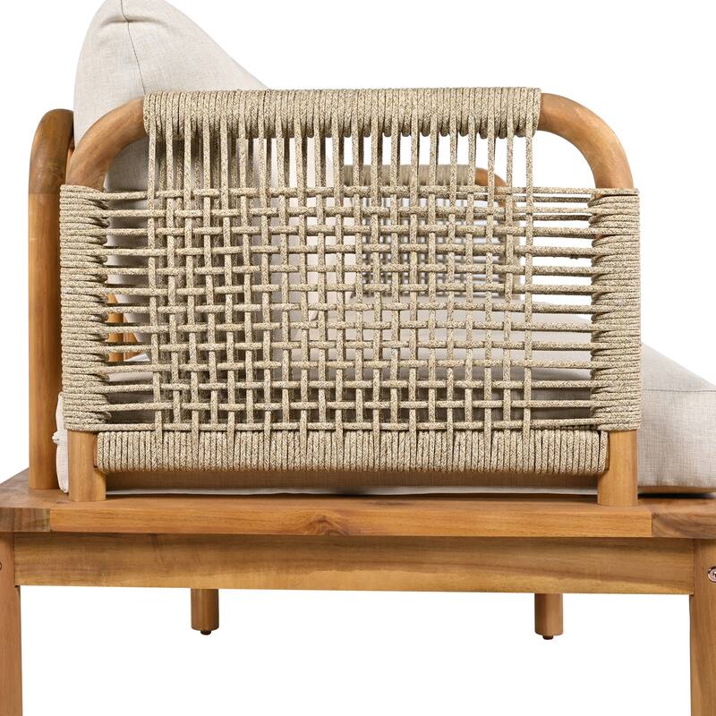 Christopher Knight Home - Emerson 3-Piece Acacia Wood and Rope Patio Sofa Set for Outdoor Comfort