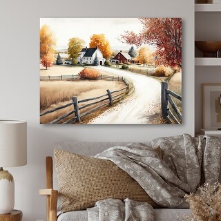 Designart 'Path To The Barn III' Farmhouse / Country Canvas Wall Art ...