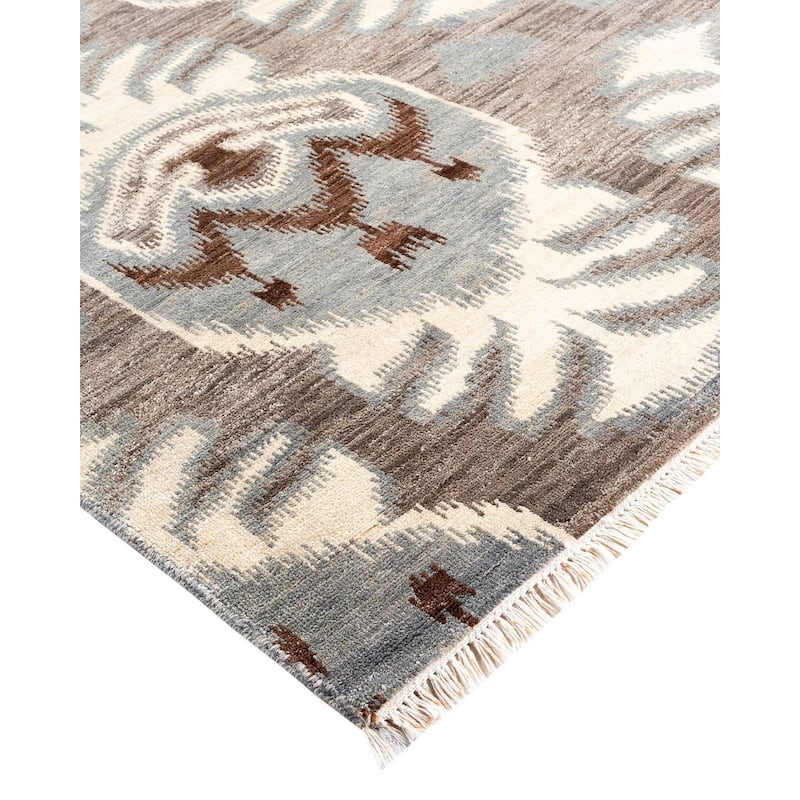 Ikat One-of-a-Kind Hand-Knotted Area Rug, Gray - 9' 1" x 12' 5"