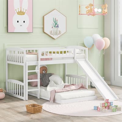 Merax Twin Over Twin Bunk Bed with Slide and Ladder