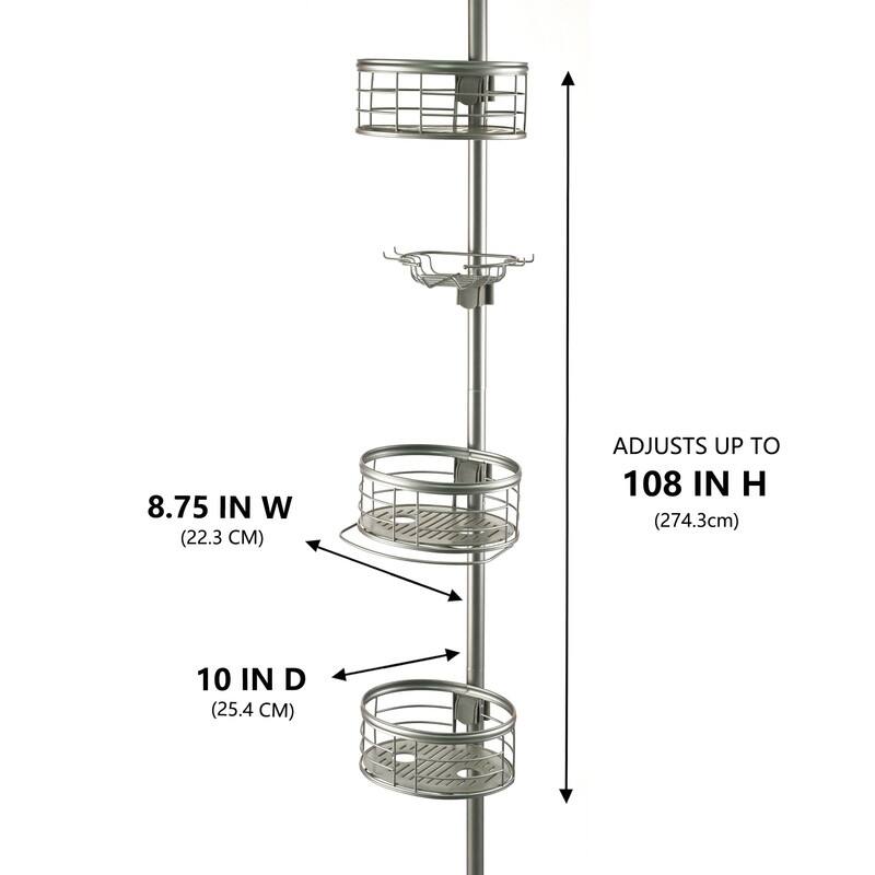 Utopia Alley Rust-Resistant Tension Pole Shower Caddy, 3 Baskets & Soap Tray Shelf