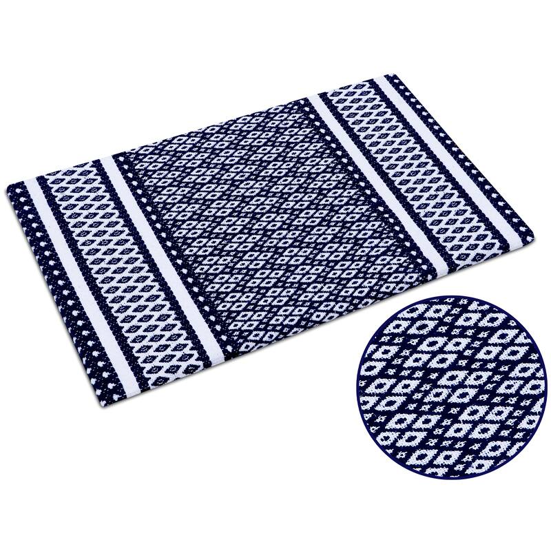 Woven Cotton Anti Fatigue Cushioned Kitchen | Doormat | Bathroom 18" x 30" Mats With Foam Backing Anti Slip - 18''x30''