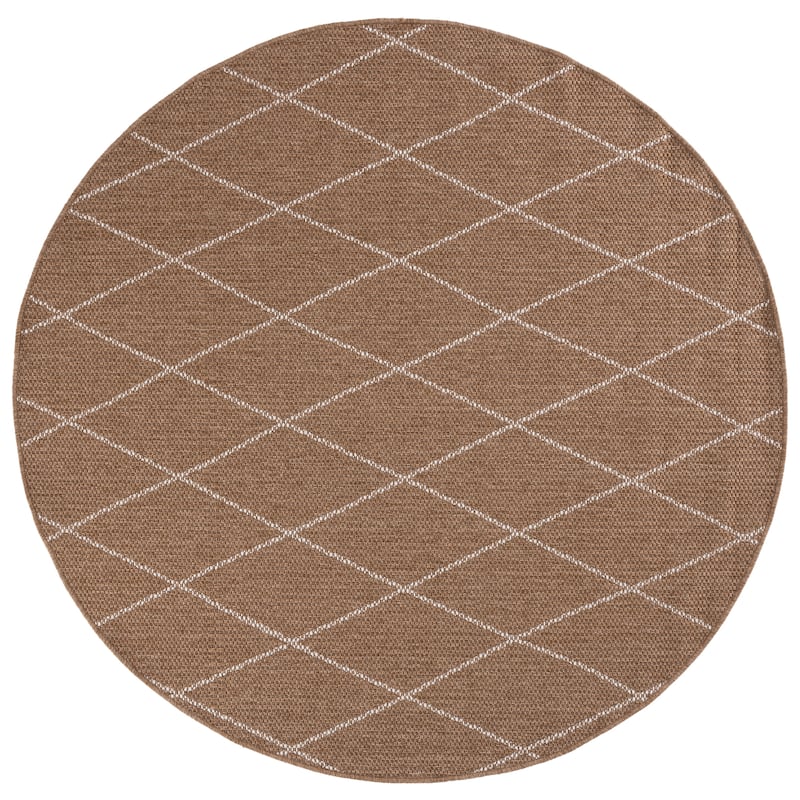 SAFAVIEH Sisal Performance Lottelore Washable Indoor/Outdoor Rug - Weather Resistant & Easy Cleaning - 6'7" Round - Natural/Ivory