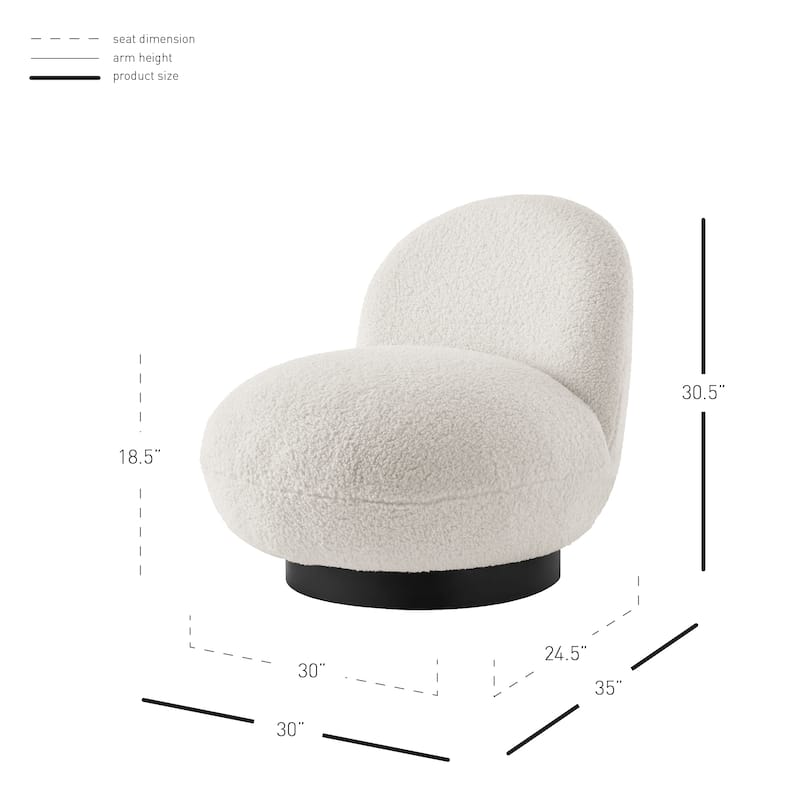 NPD Furniture Zolia Faux Shearling Swivel Accent Chair