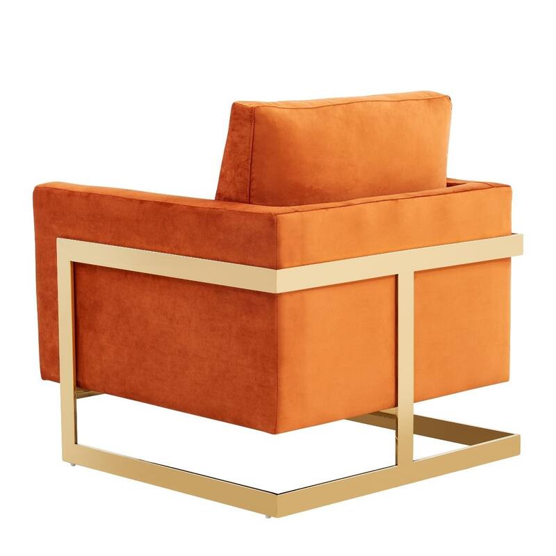 Lincoln Modern Velvet Upholstered Accent Designer Lounge Chair with Gold Frame for Living Room, Bedroom and Home Office - 34"