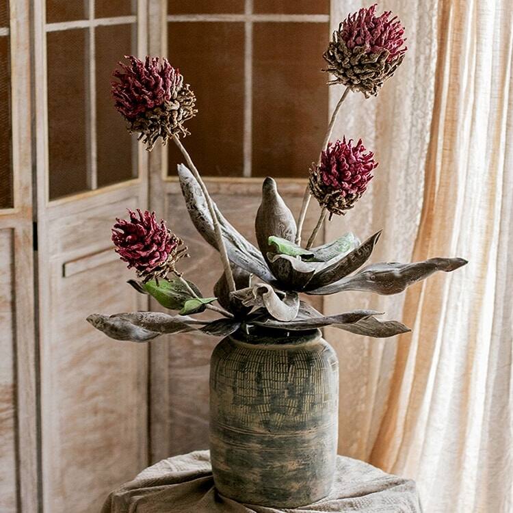 RusticReach Artificial Tall Stem Flower Mulan Thistle 43" Tall