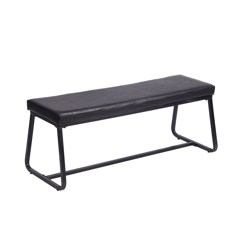 Porthos Home Remy Entryway Bench, PU Leather Upholstery, Iron Legs