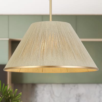 Modern Farmhouse 1-Light Gold Nature Pendant Light for Kitchen Island Dining Room - Nature&Gold - 20.5"Dx11"H