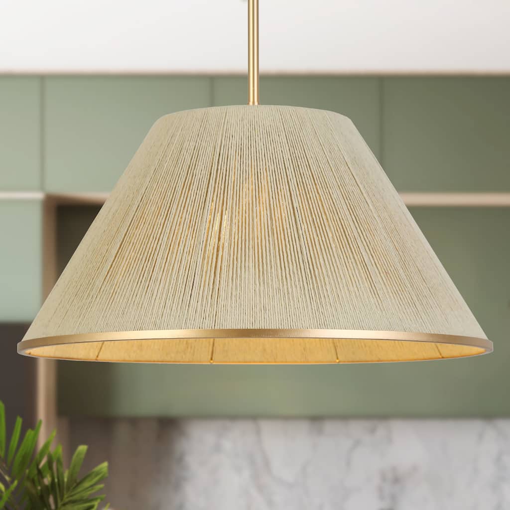 Modern Farmhouse 1-Light Gold Nature Pendant Light for Kitchen Island Dining Room - Nature&Gold - 20.5"Dx11"H