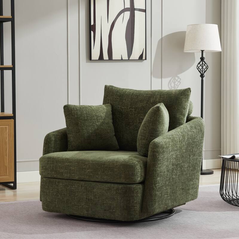 40.6" W Upholstered Swivel Accent Sofa Chair With Pillows