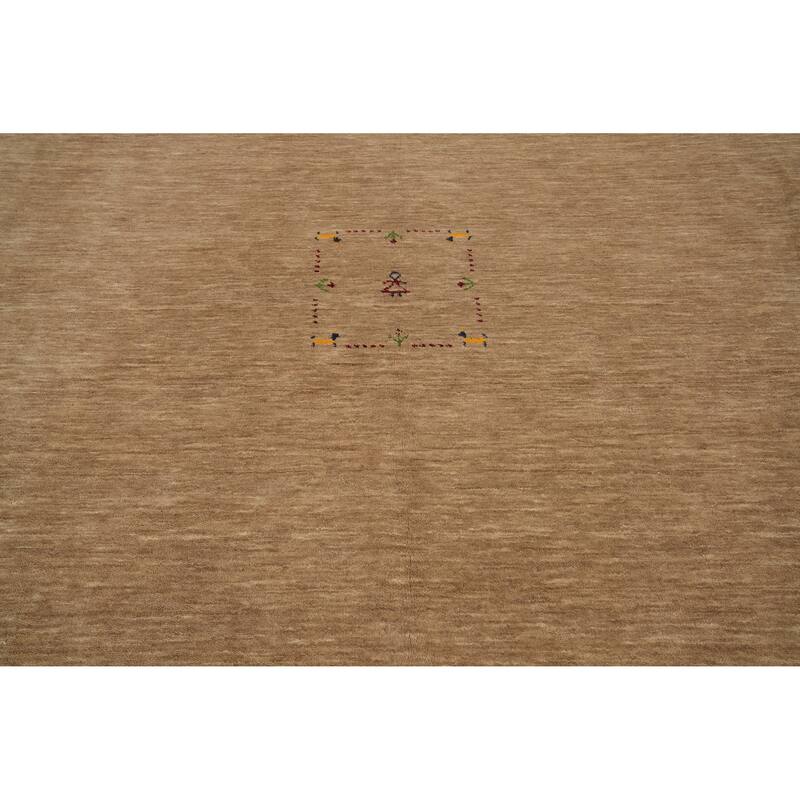 Hand Knotted Oriental 100% Wool Carpet Tribal Animal Pictorial Brown Gabbeh Area Rug - 9' 6'' X 9' 10''