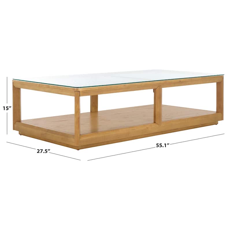 SAFAVIEH Couture Benecarlo Glass Top Coff Table - 55Wx28Dx15H - Natural/Clear