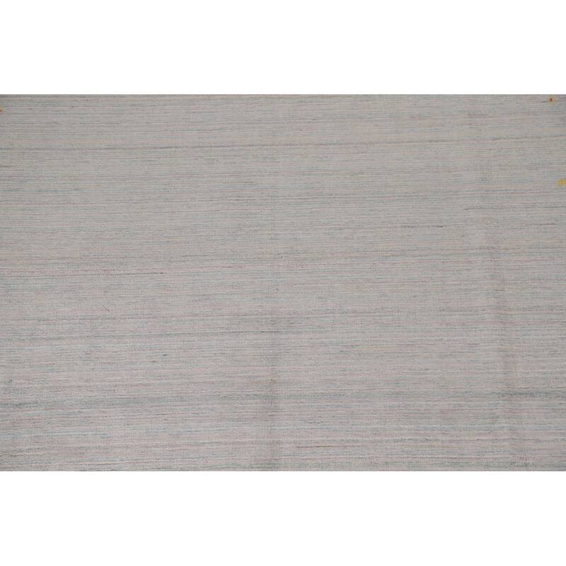Beige Tribal Gabbeh Area Rug Hand-Knotted Wool Carpet - 8'9"x 11'8"
