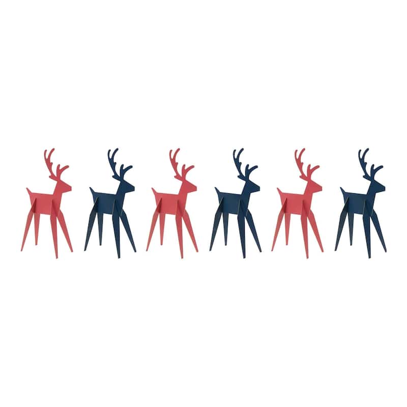 Set of 6 Standing Deer Christmas Tabletop Figurines 12"