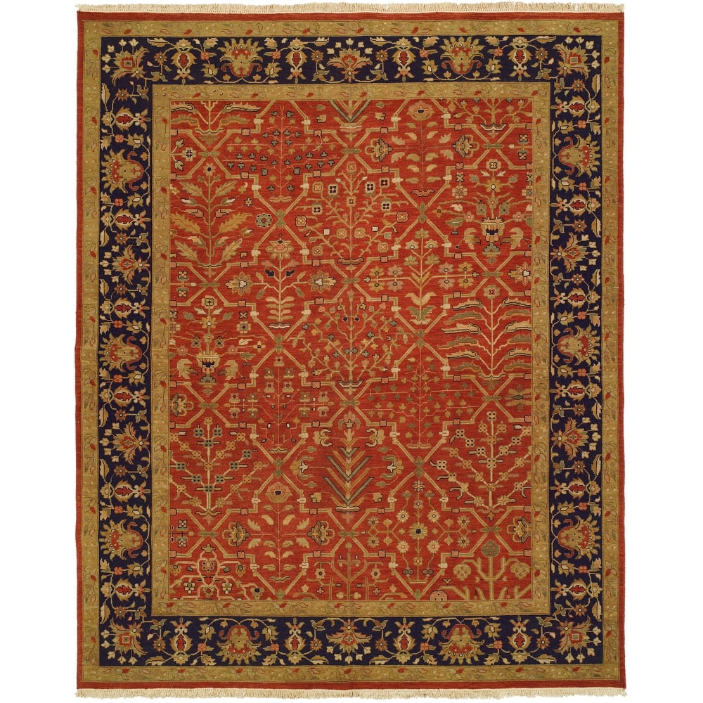 Traditional Red Flatweave Wool Area Rug