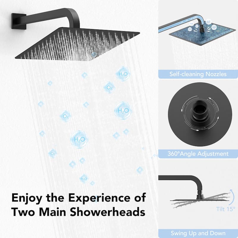 EVERSTEIN Dual Shower System 12" Rain Shower Head with High Pressure Handheld Sprays