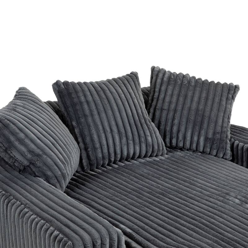 Corduroy lazy sofa bed Living room deep seat sofa with 3 back pillows