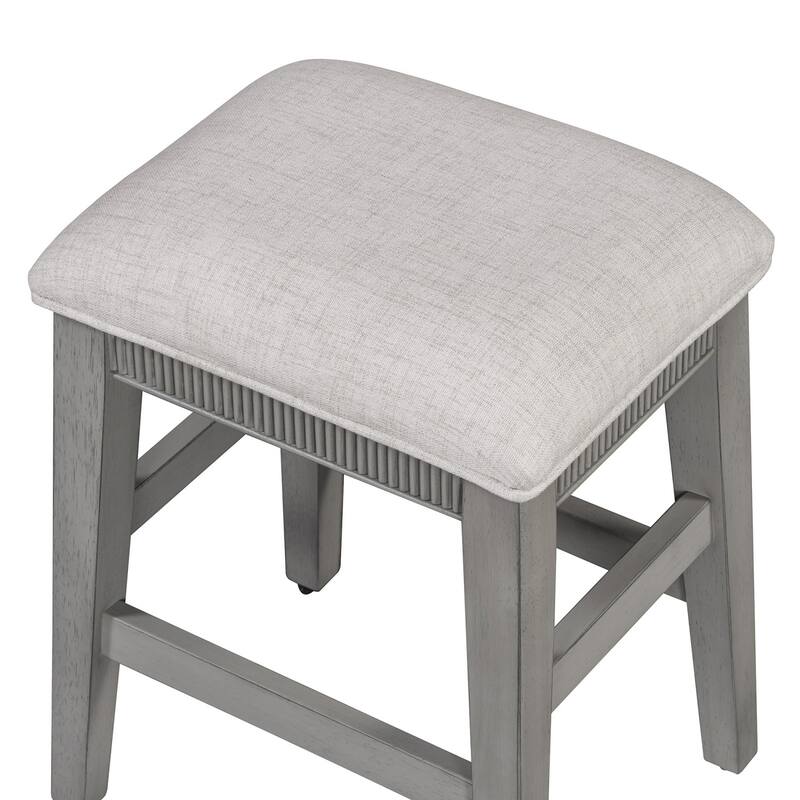 4-Piece Retro Dining Set Dining Table with USB with 3 Upholstered Stools