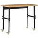 HOMCOM 47" Mobile Project Workbench Station with Height Adjustable Legs and Bamboo Tabletop, Black/Natural